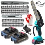 Акумуляторна ланцюгова пила з шинами 24 см і 18,5 см – автоматична подача масла, ідеальна для обрізання дерев і невеликих дров