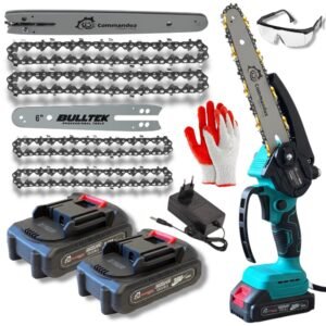 Акумуляторна ланцюгова пила з шинами 24 см і 18,5 см – автоматична подача масла, ідеальна для обрізання дерев і невеликих дров