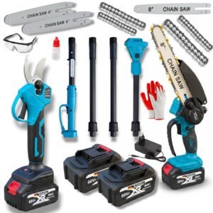 Акумуляторний набір 3в1 88VF: Ланцюгова пилка + Секатор + Телескопічна штанга з 2 акумуляторами