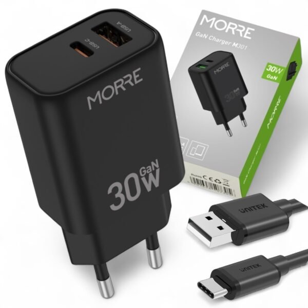 MORRE M301 GaN 30W — зарядний пристрій USB-C+USB-A