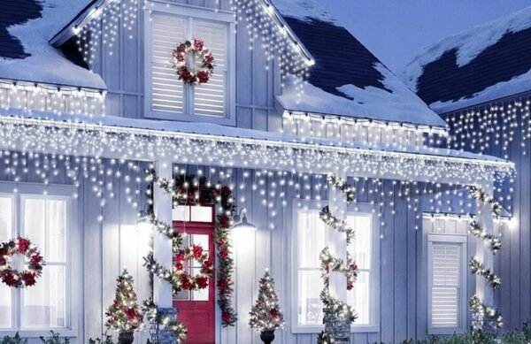 Світлодіодні гірлянди-бахрома LED 23 м (500 LED) / 30 м (600 LED) з ефектом FLASH IP44 – вуличні гірлянди на будинок, балкон і сад - Зображення 7