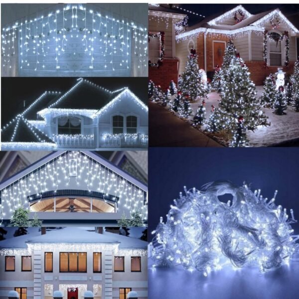 Світлодіодні гірлянди-бахрома LED 23 м (500 LED) / 30 м (600 LED) з ефектом FLASH IP44 – вуличні гірлянди на будинок, балкон і сад - Зображення 6