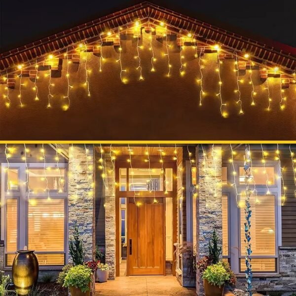 Світлодіодні гірлянди-бахрома LED 23 м (500 LED) / 30 м (600 LED) з ефектом FLASH IP44 – вуличні гірлянди на будинок, балкон і сад - Зображення 3