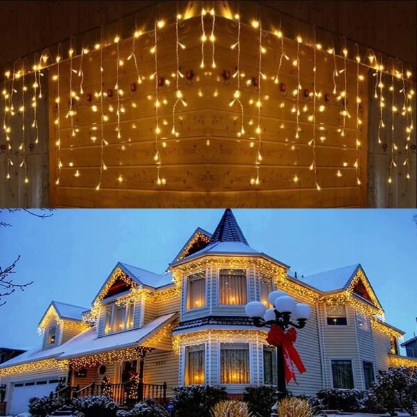 Світлодіодні гірлянди-бахрома LED 23 м (500 LED) / 30 м (600 LED) з ефектом FLASH IP44 – вуличні гірлянди на будинок, балкон і сад - Зображення 4