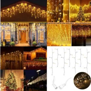 Світлодіодні гірлянди-бахрома LED 23 м (500 LED) / 30 м (600 LED) з ефектом FLASH IP44 – вуличні гірлянди на будинок, балкон і сад - Білий теплий + білий холодний flash, 23 м – 500 LED