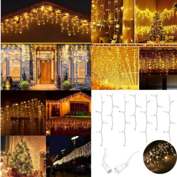 Світлодіодні гірлянди-бахрома LED 23 м (500 LED) / 30 м (600 LED) з ефектом FLASH IP44 – вуличні гірлянди на будинок, балкон і сад - Зображення 5