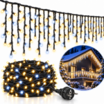 Гірлянда Бахрома LED 600 / 335 LED, 36 м / 20 м, Flash, IP44, чорний дріт – вулична та інтер’єрна гірлянда для фасаду і декору