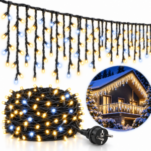 Гірлянда Бахрома LED 600 / 335 LED, 36 м / 20 м, Flash, IP44, чорний дріт – вулична та інтер’єрна гірлянда для фасаду і декору