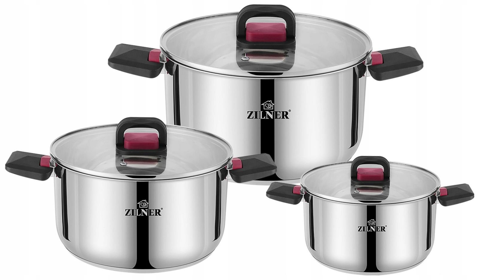 Набір каструль Zilner ZL-7371 3 елементи нержавіюча сталь індукція - Зображення 5