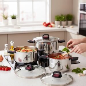 Набір каструль Zilner ZL-7371 3 елементи нержавіюча сталь індукція