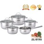 Набір каструль ZILNER ZL-8140 з нержавіючої сталі, 9 предметів, індукція