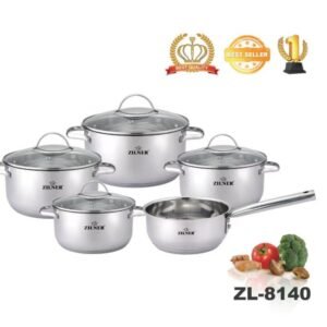 Набір каструль ZILNER ZL-8140 з нержавіючої сталі, 9 предметів, індукція