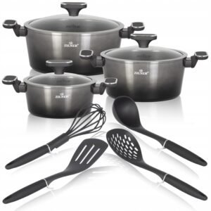 Набір каструль ZILNER ZL-8595 з мармуровим покриттям, 7 елементів, індукція