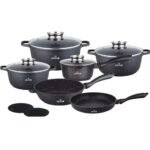 Набір мармурових каструль ZILNER ZL-8528, 12 предметів, індукція