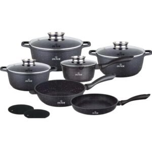 Набір мармурових каструль ZILNER ZL-8528, 12 предметів, індукція