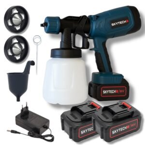 Акумуляторний фарбопульт SKYTECH 96VF з 2 акумуляторами, електричний краскопульт для фарби, лаку, стін, дерева та меблів