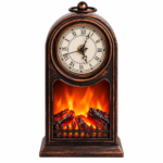 Настільний Годинник з LED Каміном 27 см Ефект Живого Полум’я USB Батарейки